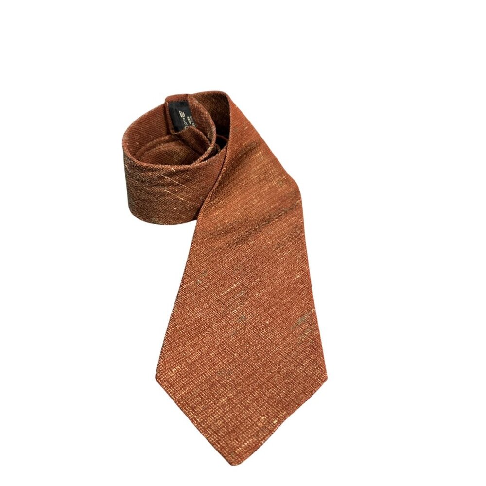 Vintage 90s Ermenegildo Zegna Tie 100% Silk Woven Brown Rust Made In Italy